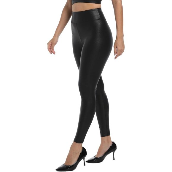 Women Faux Leather Pants Tummy Control Legging Riding Breeches Skinny Tights - Picture 1 of 7
